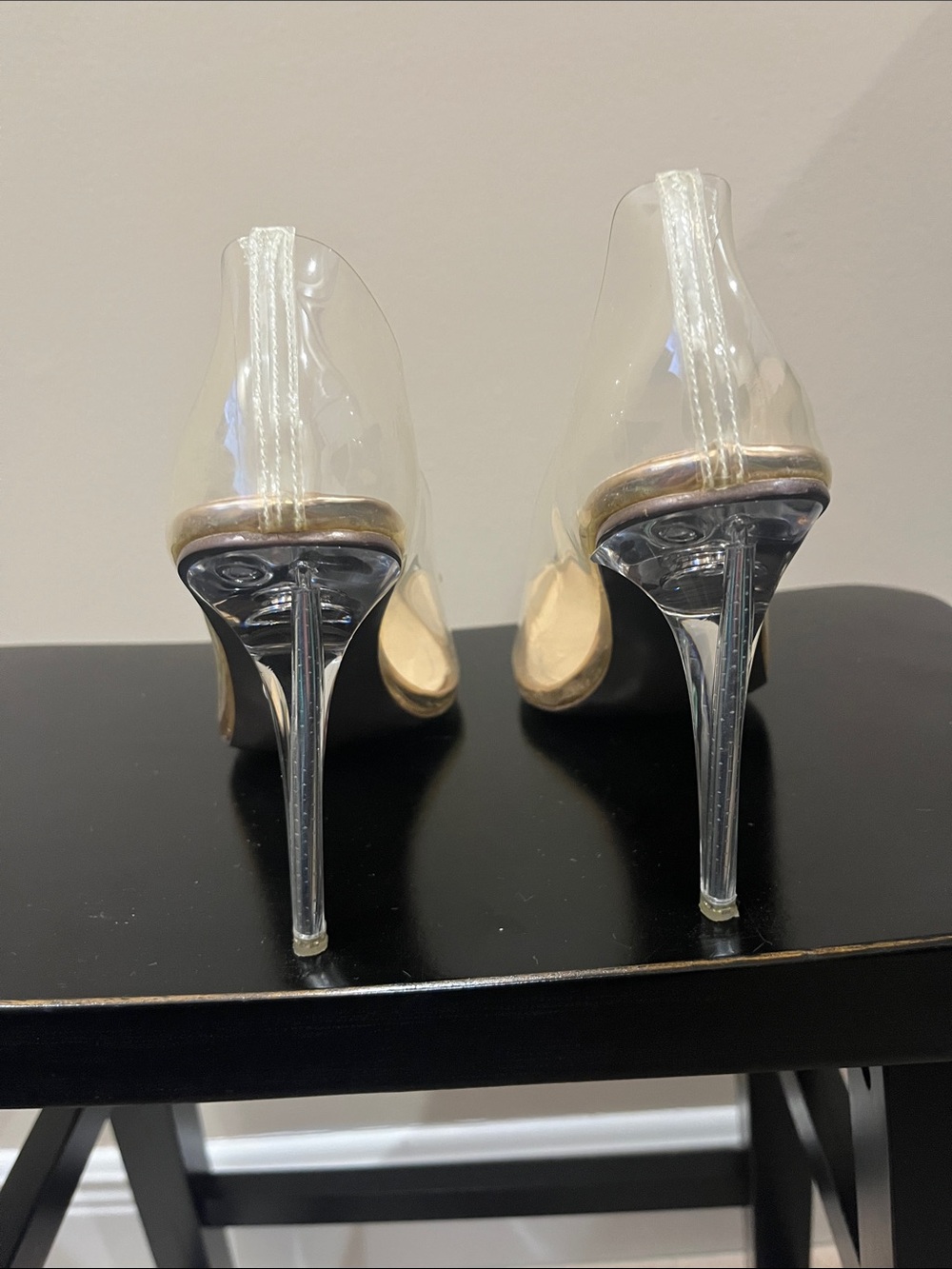 Luxe To Kill London Clear Pointed-Toe Stilettos with Nude Insole - Picture 5 of 9